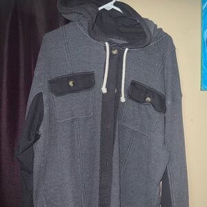 American Eagle Outfitters Charcoal Hooded Knit Jacket